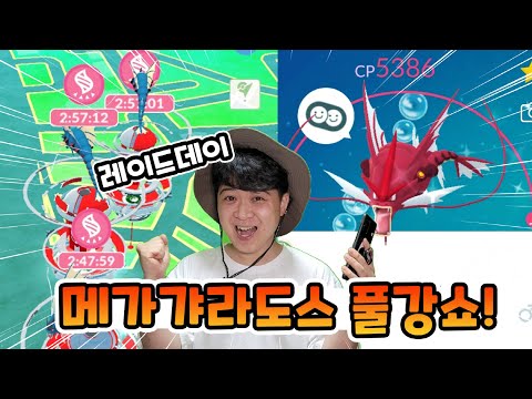 메가갸라도스 레이드데이날 이로치 갸라도스 풀강쇼!!