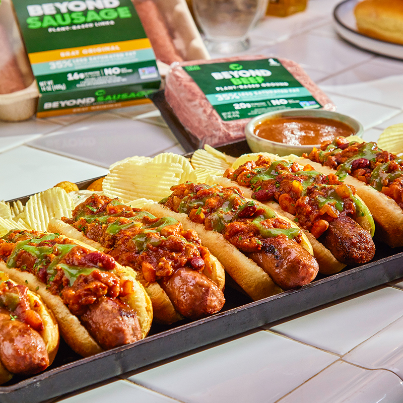 Beyond Sausage Chili Dogs