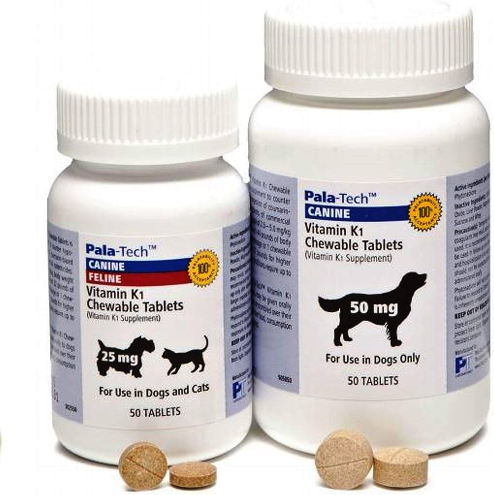 Amazon.Com : Pala-Tech Vitamin K1 Chewable Tablets For Dogs, 50 Mg, 50  Tablets : Pet Multivitamins : Pet Supplies