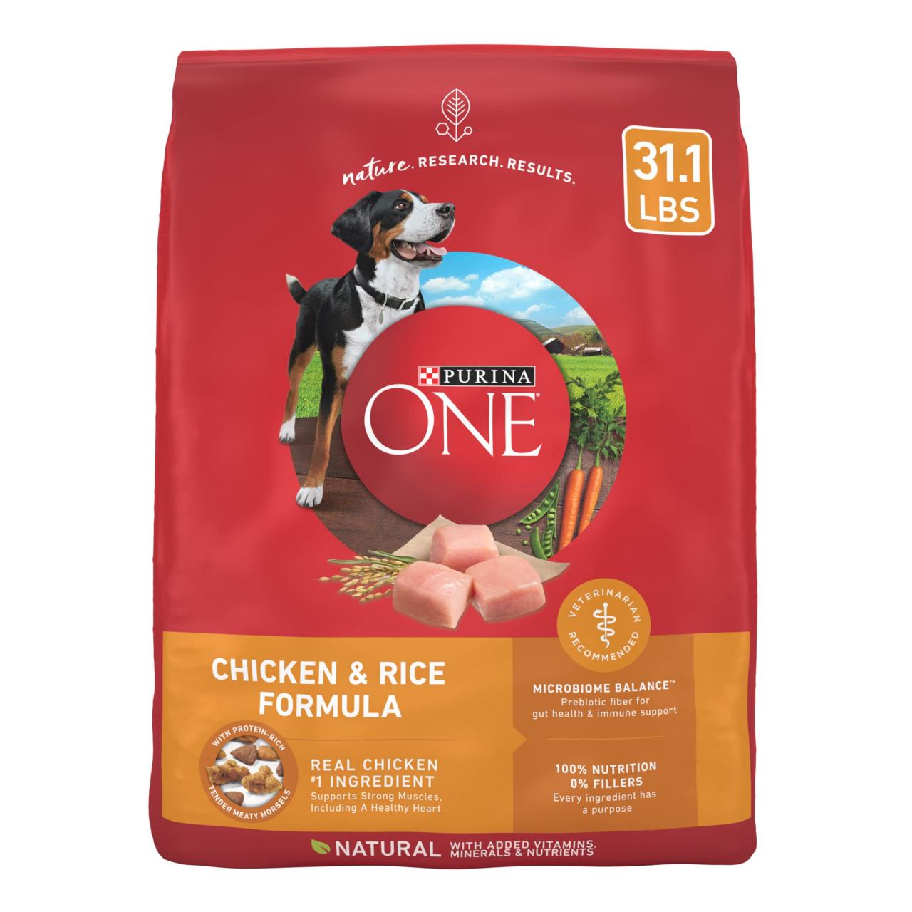 Amazon.Com: Purina One Chicken And Rice Formula Dry Dog Food - 31.1 Lb. Bag  : Pet Supplies