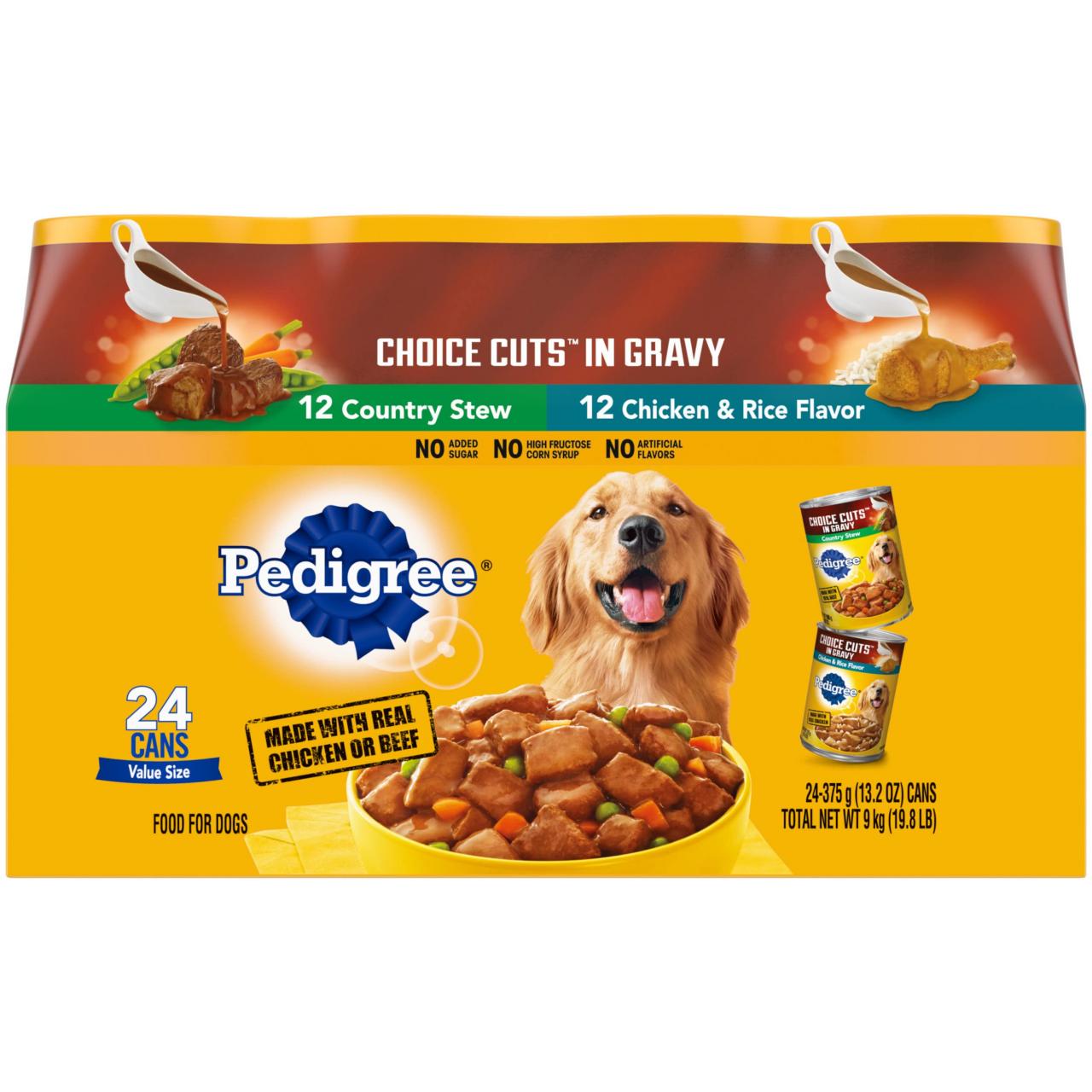 Pedigree Choice Cuts In Gravy Adult Canned Soft Wet Dog Food Variety Pack,  Country Stew And Chicken & Rice Flavor, 13.2 Oz. Cans (Pack Of 24): Pet  Supplies: Amazon.Com