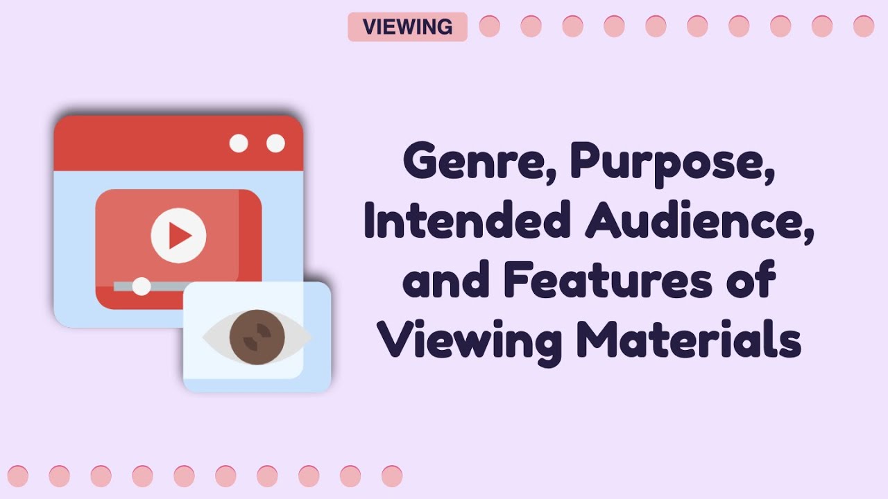 Genre, Purpose, Intended Audience, And Features Of Viewing Materials -  Youtube