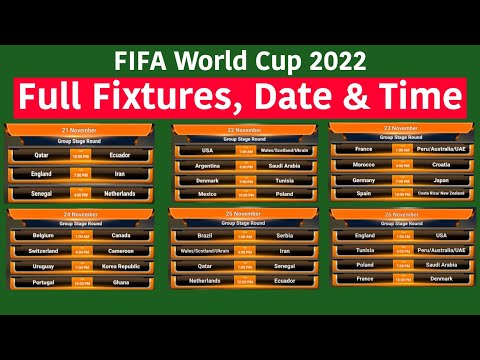2022 fifa world cup fixtures date and time schedule | Match Schedule FIFA World Cup 2022 Group Stage